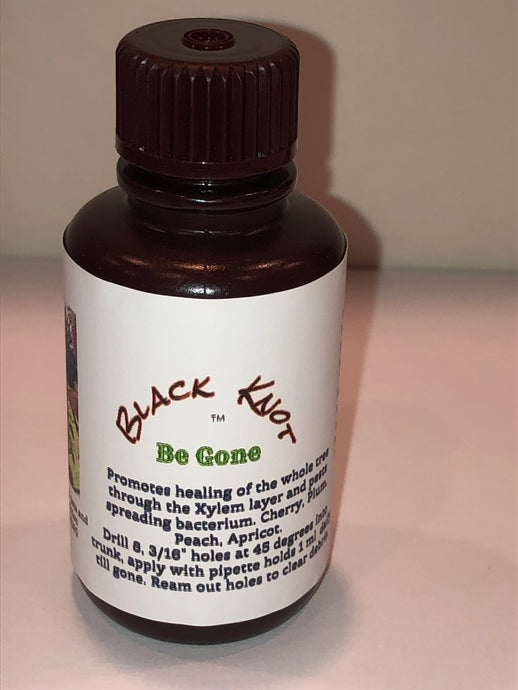 Black KNOT Be Gone ™ Safely promotes healing of the whole tree for Black KNOT disease. All organic plant ingredients. 60 ml