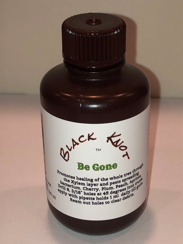 Black KNOT Be Gone ™ Safely promotes healing of the whole tree for Black KNOT disease. All organic plant ingredients. 120 ml